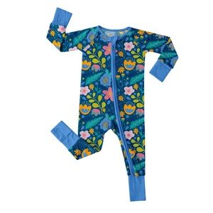 Little Sleepies Folk Floral Zippy Romper Onesie Pajama 12-18 months